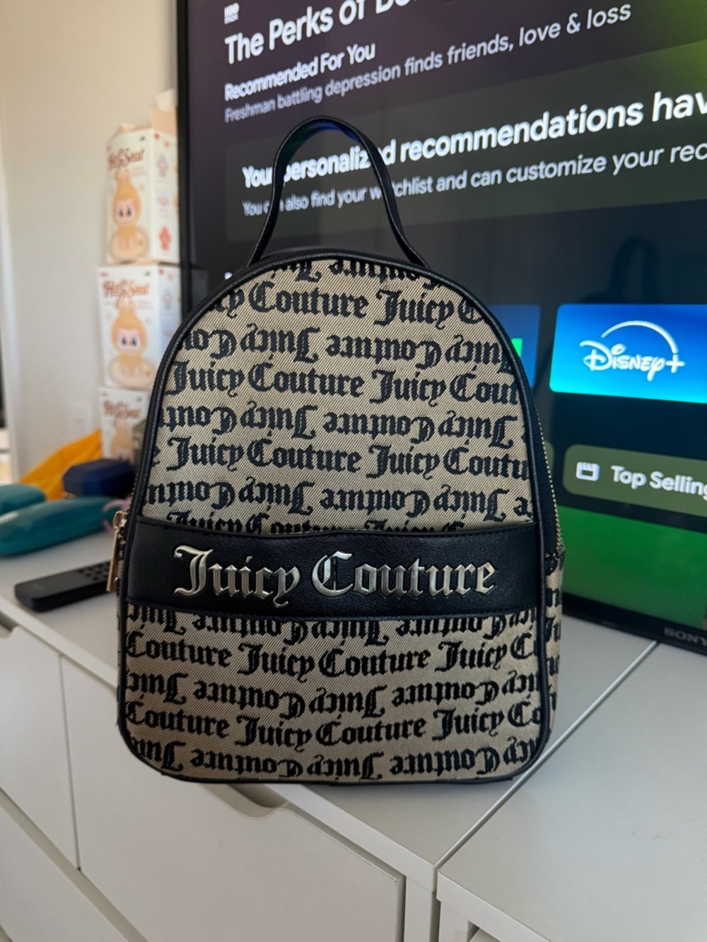 Juicy Couture Black & Cream Logo Mini Backpack